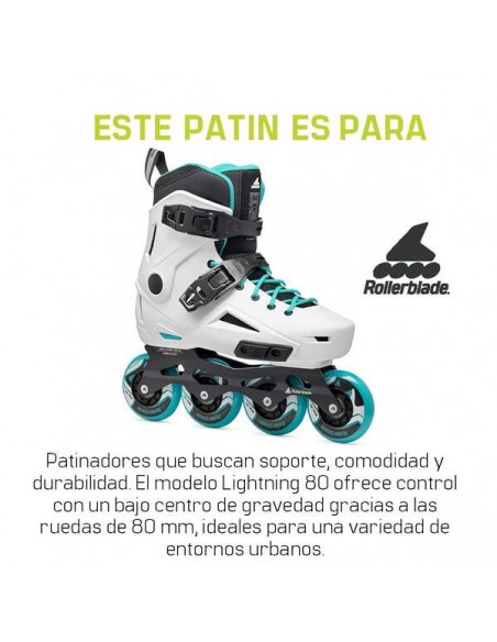 ROLLERBLADE PATINES LIGHTNING 80 W BLANCO/AQUA