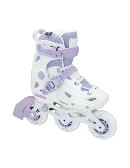 fr skates axs patines infantiles blanco morado vista lateral