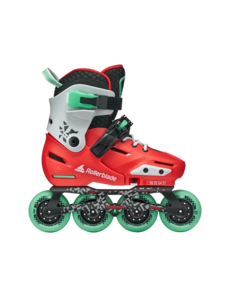 PATINES INFANTILES ROLLERBLADE APEX RED MINT VISTA LATERAL EXTERIOR